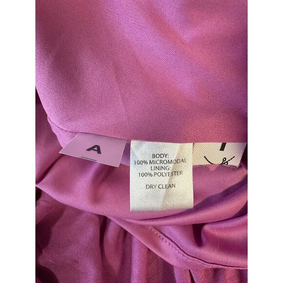 LOFT Empire Waist Faux Wrap Ruched Women Dress Pink Coquette Micromodal Beach - Picture 9 of 9